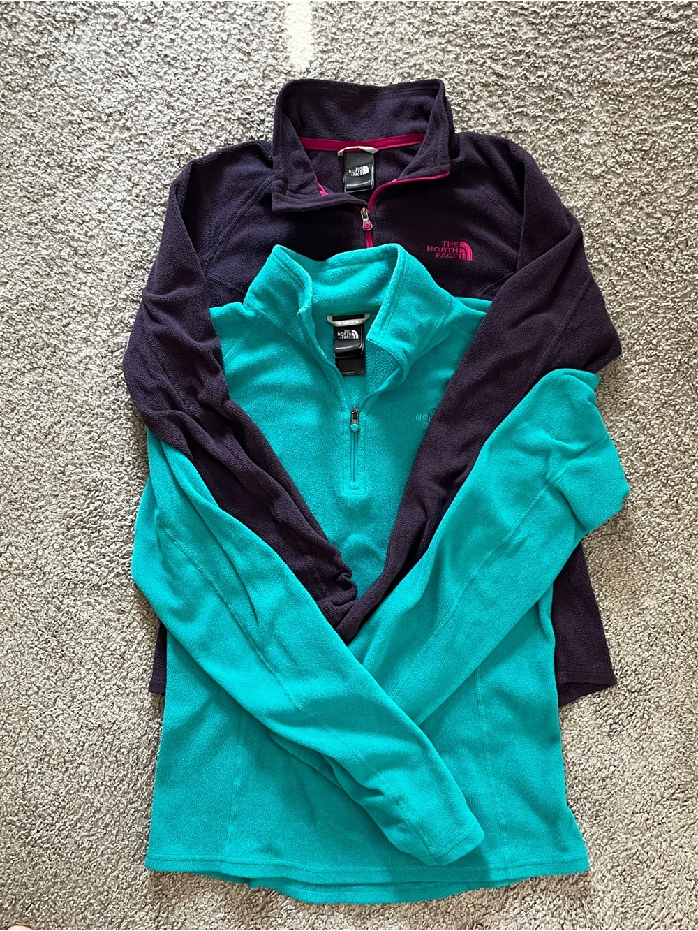 The North Face - 1/4 Zip Fleece Tops - Teal and Dark Purple - Women’s Size XS